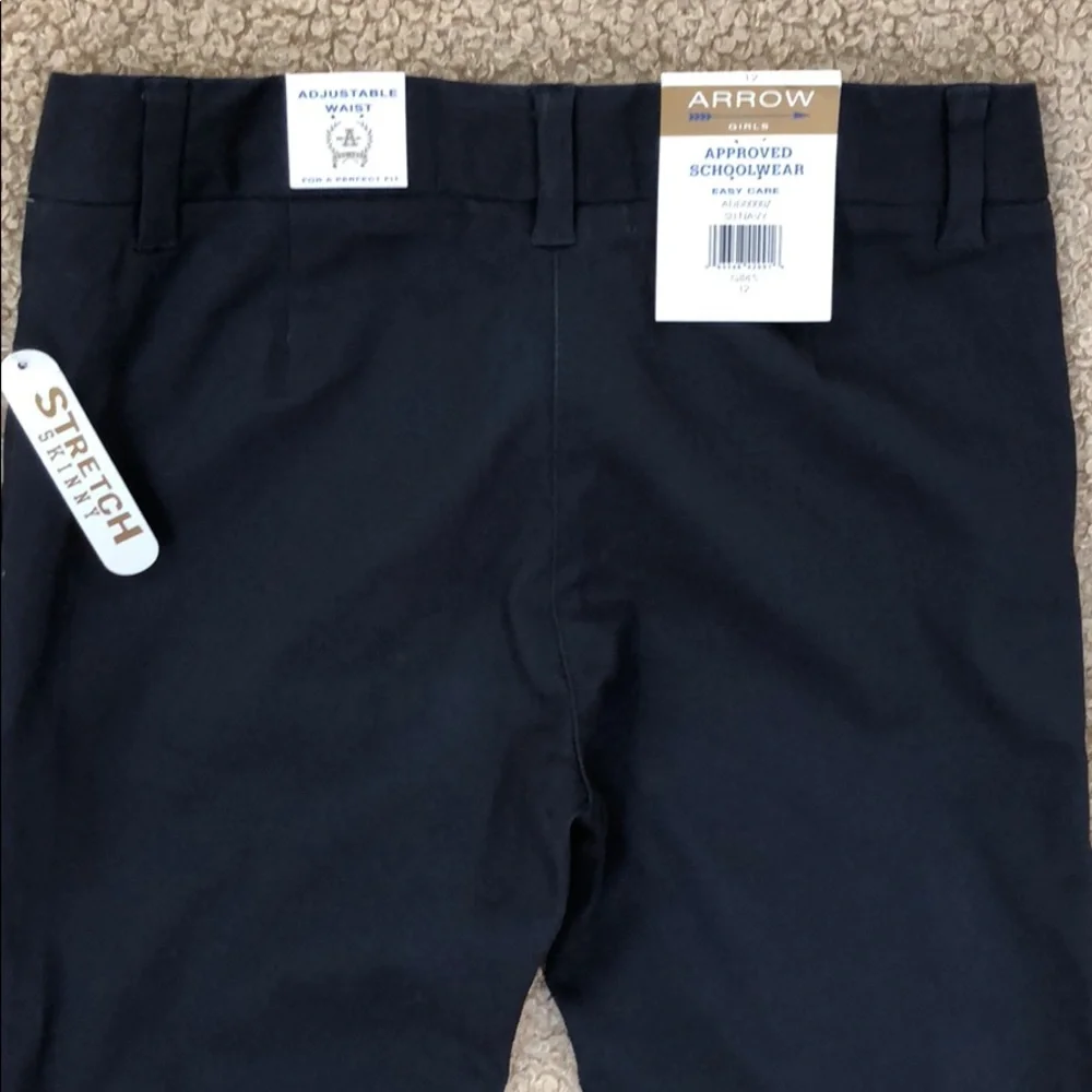 ARROW Approved School Wear NAVY Stretch Adjustable Waist Skinny Pants Sz 12 NWT